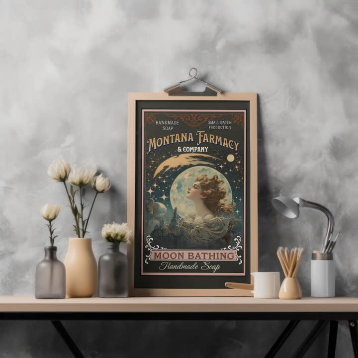 Montana Farmacy - Wholesale Poster - Moon Bathing Soap Montana Farmacy Art Poster Bath Vintage 3