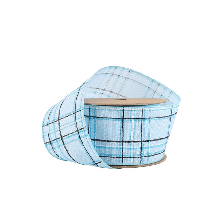 LA Ribbons Wholesale – wholesale Ribbon – Gift wrapping – Wired Ribbon | Blue/Spring Plaid | 10 Yard Roll