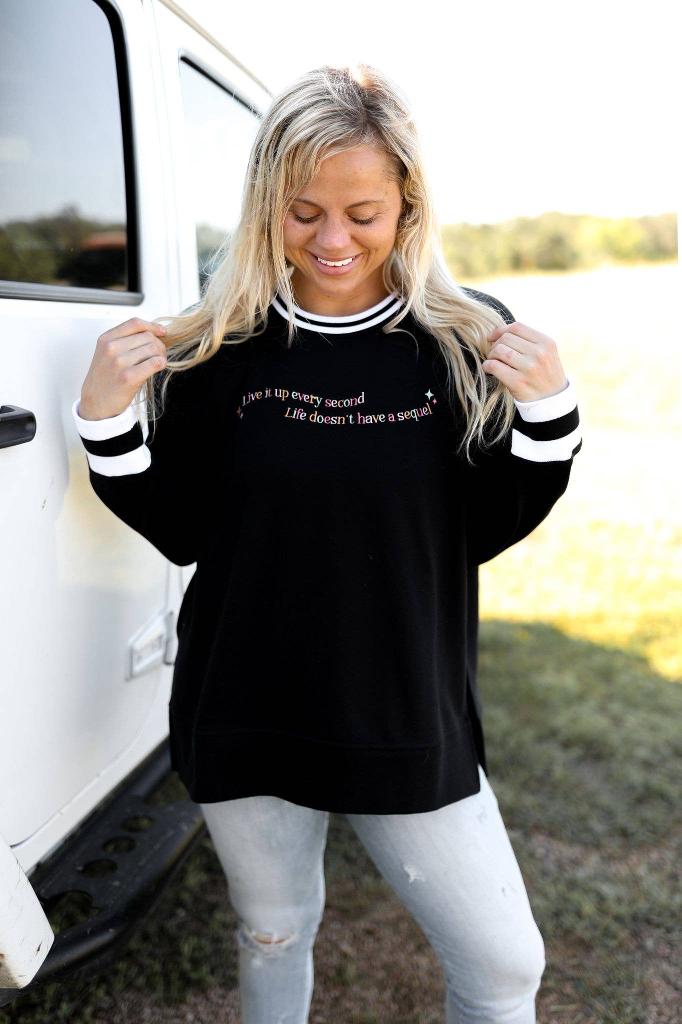 Jadelynn Brooke - Vente Sweat-shirt – femme - Life Doesn't Have a Sequel (Midnight) - Sweatshirt rétro Rib0