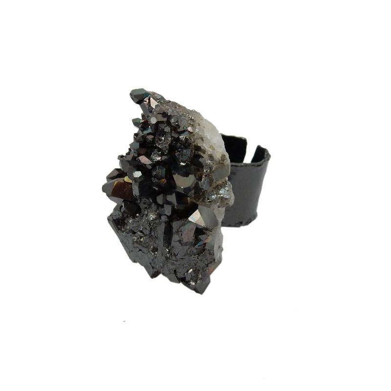 Rock Paradise - Vente Bague de cocktail/de cérémonie - Bague Crystal Point Cluster avec bracelet galvanisé4