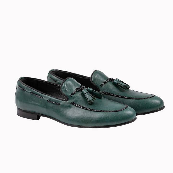 Tassel Loafers Teal Green for wholesale by Lodevole