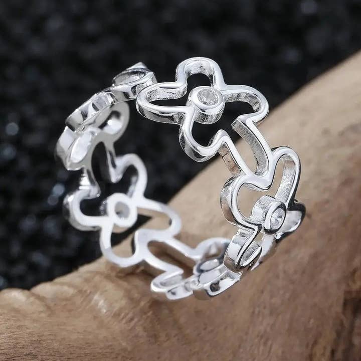 Blomst Flow Sterling Sølvring for engroshandel hos Moclein