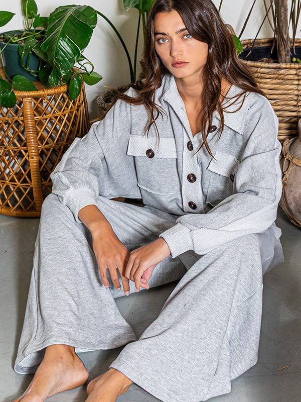 BUCKETLIST INC - Wholesale Jumpsuit - Women's - R5343 Oversize French Terry Jumpsuit4