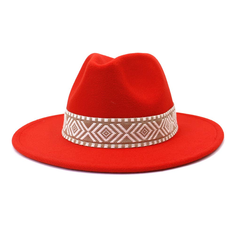 Suzie Q USA - Wholesale Fedora - Women's - Aztec Belt Retro Flat Fedora Hat3