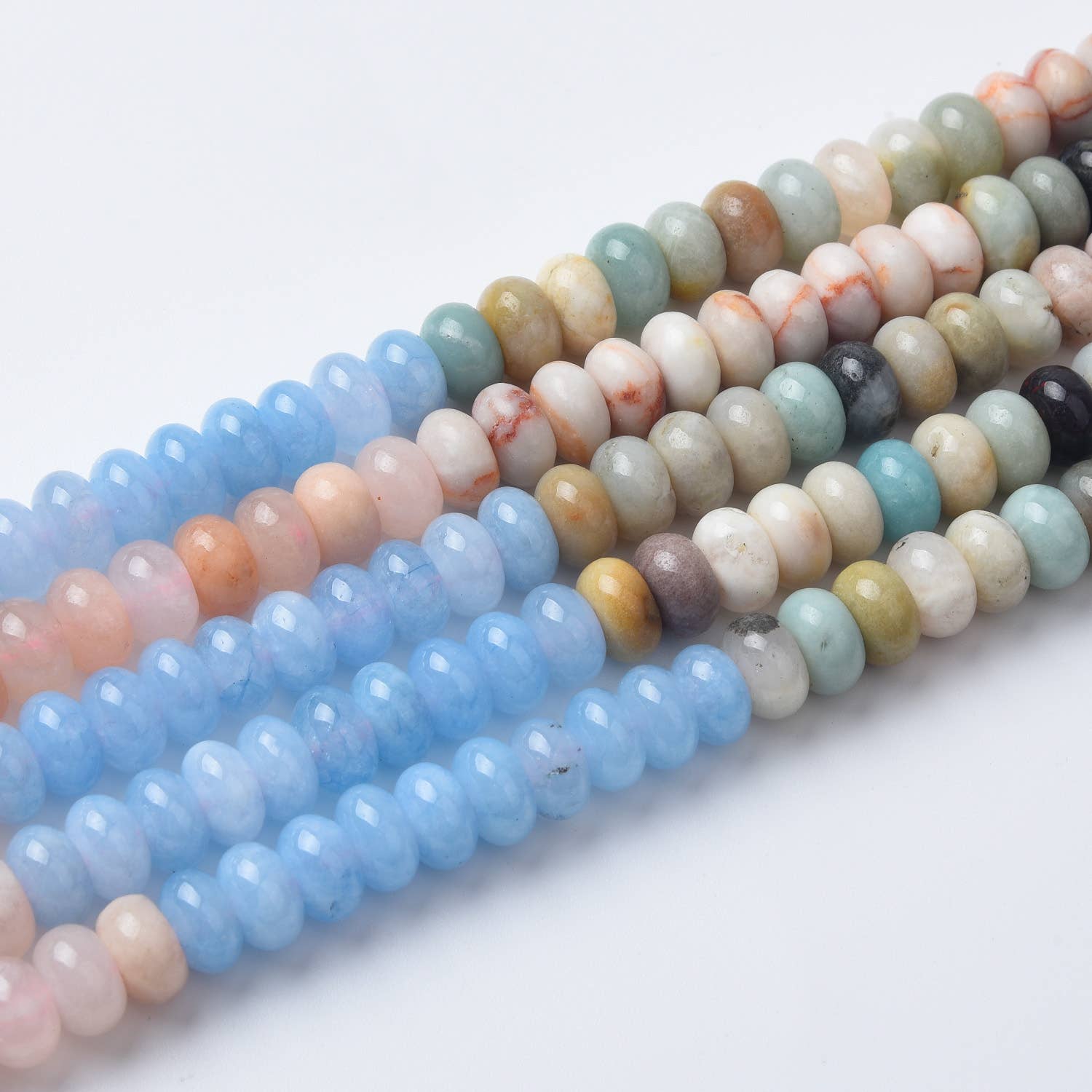Beads Creation - Wholesale Beads - Amazonite Rondelle Beads 5x8mm – Multi Color GRN5032