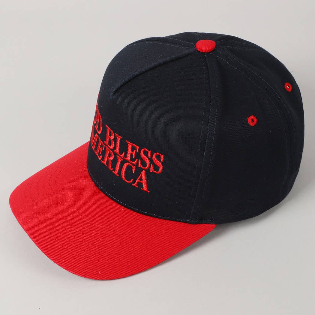 Fashion City - Wholesale Baseball Cap - Unisex - God Bless America Embroidered Two-Tone Canvas Cap24