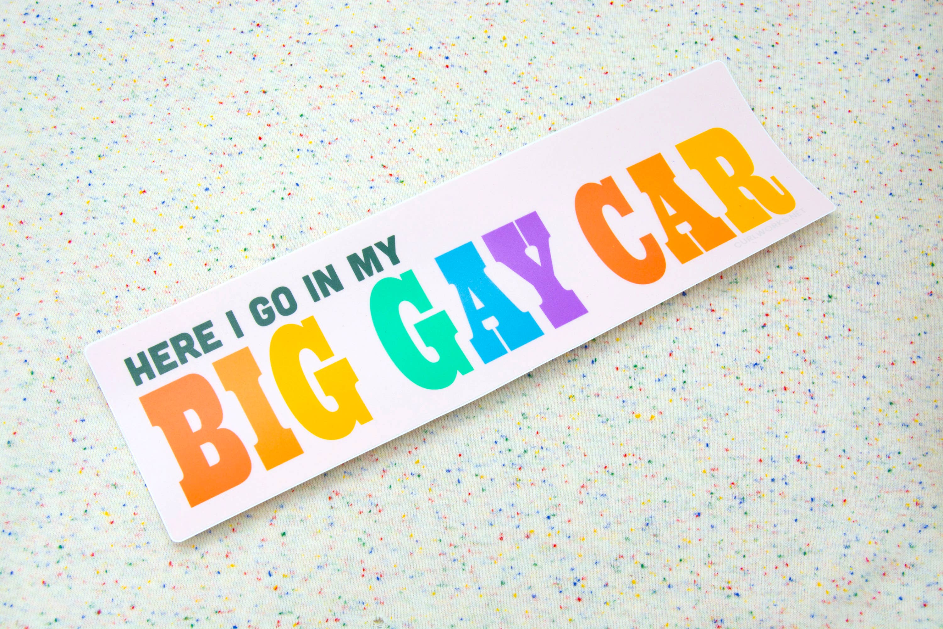 Curlworks - Vente Autocollant - Autocollant pour pare-chocs Here I go in my BIG GAY CAR en vinyle mat de 10 pouces4