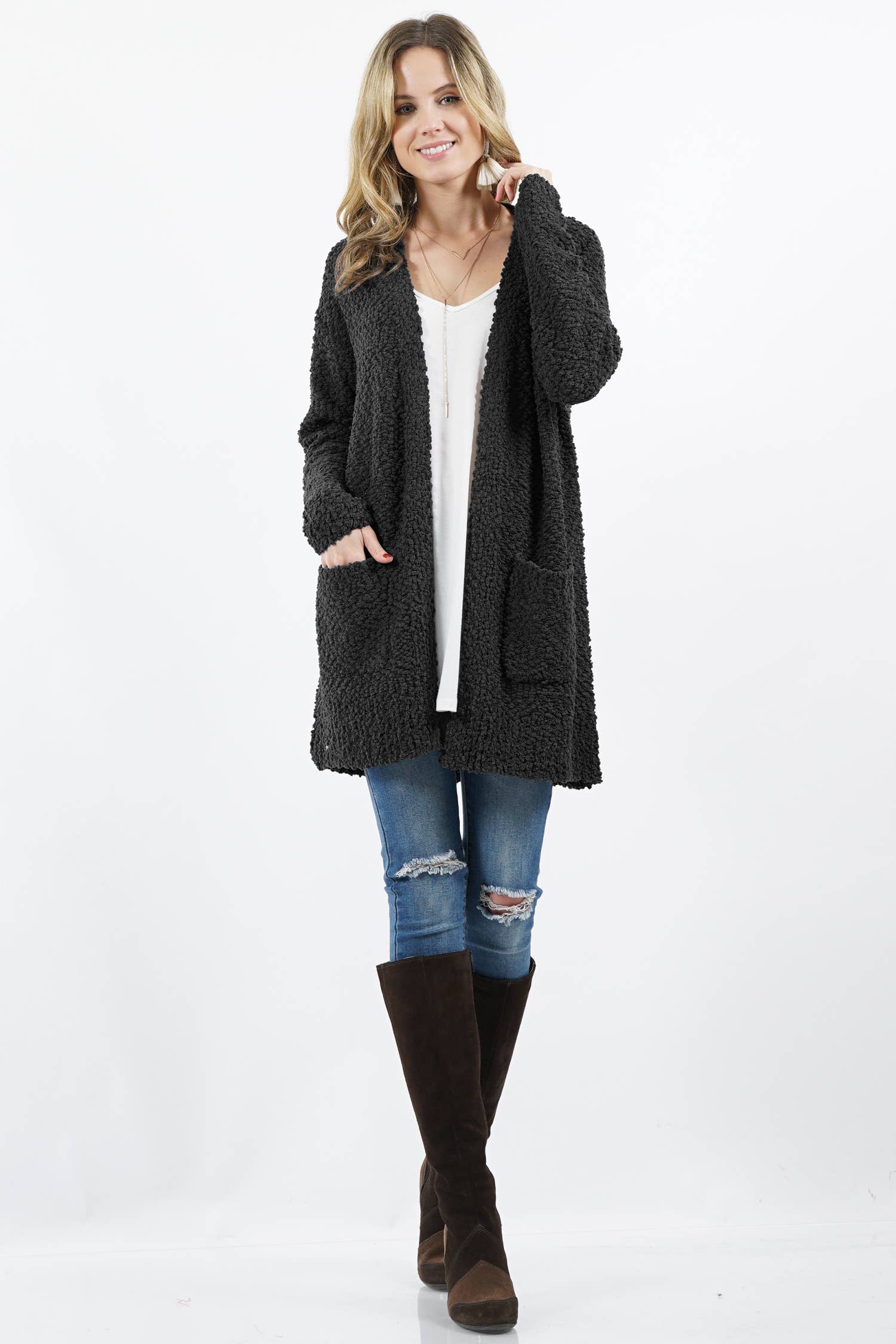 42POPS - Wholesale Cardigan - Women's - Popcorn Sweater Cardigan w/ Pockets39