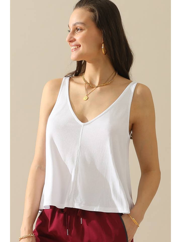 NINEXIS - Vente Débardeur – femme - DÉBARDEUR SANS MANCHES À COL EN V PROFOND CWTTK183-S_DEEP8