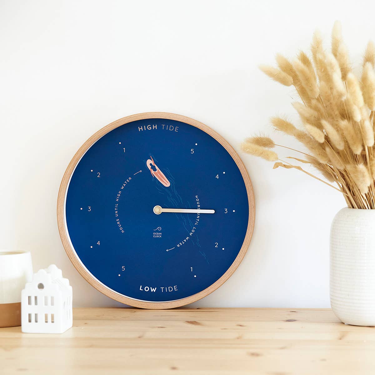 Ocean Clock - Venta al por mayor Relojes de pared - Reloj de mareas de madera azul surf3