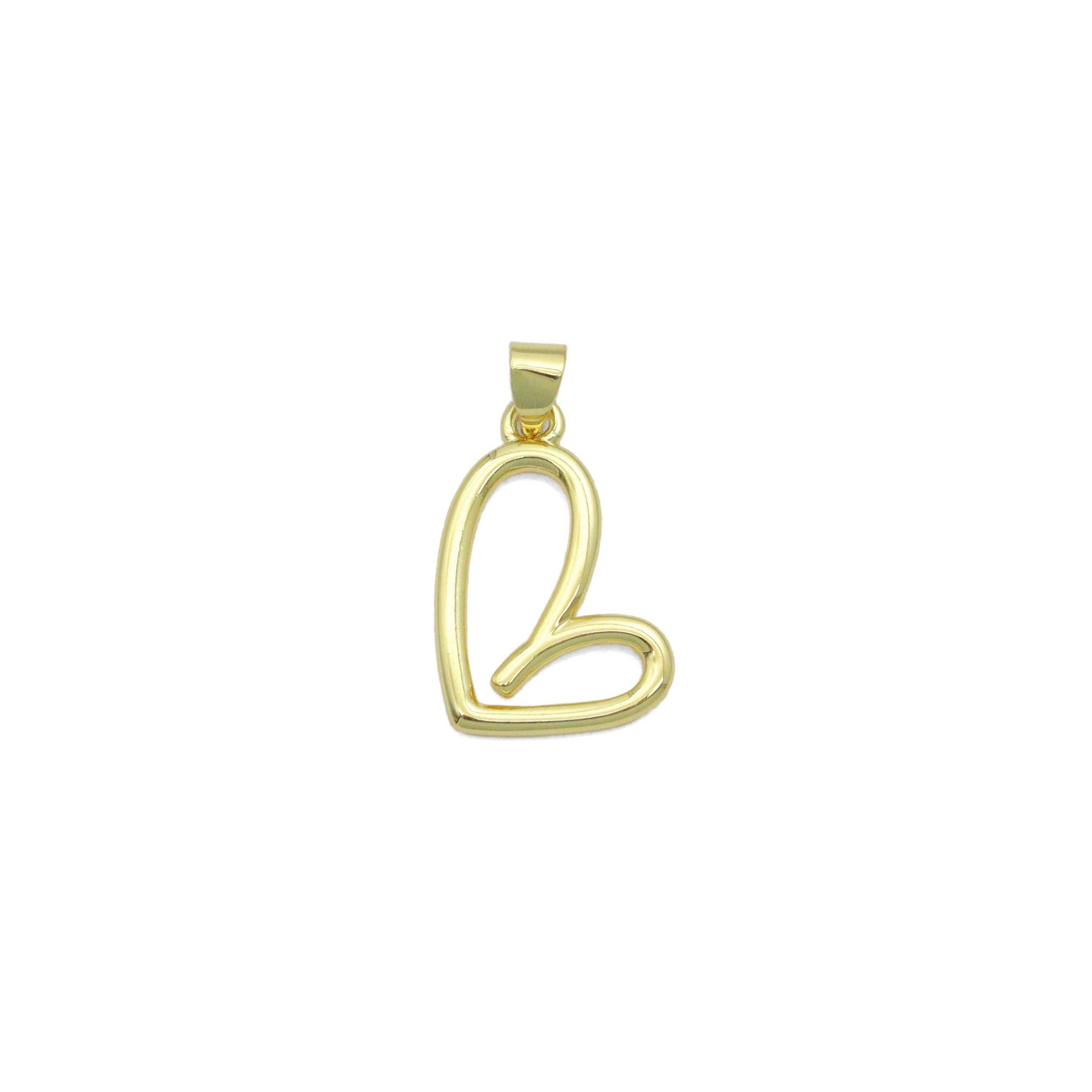 BestBeads&Beyond - Wholesale Individuele bedel/hanger - Gouden ongebalanceerde hartvormige bedelhanger, Sku #LK11143