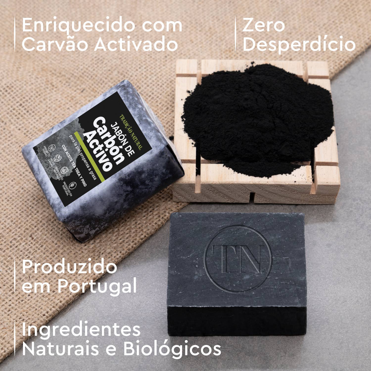 Tradição Natural - Wholesale Bar Soap - Solid Soap Activated Charcoal - handmade - 100 g2