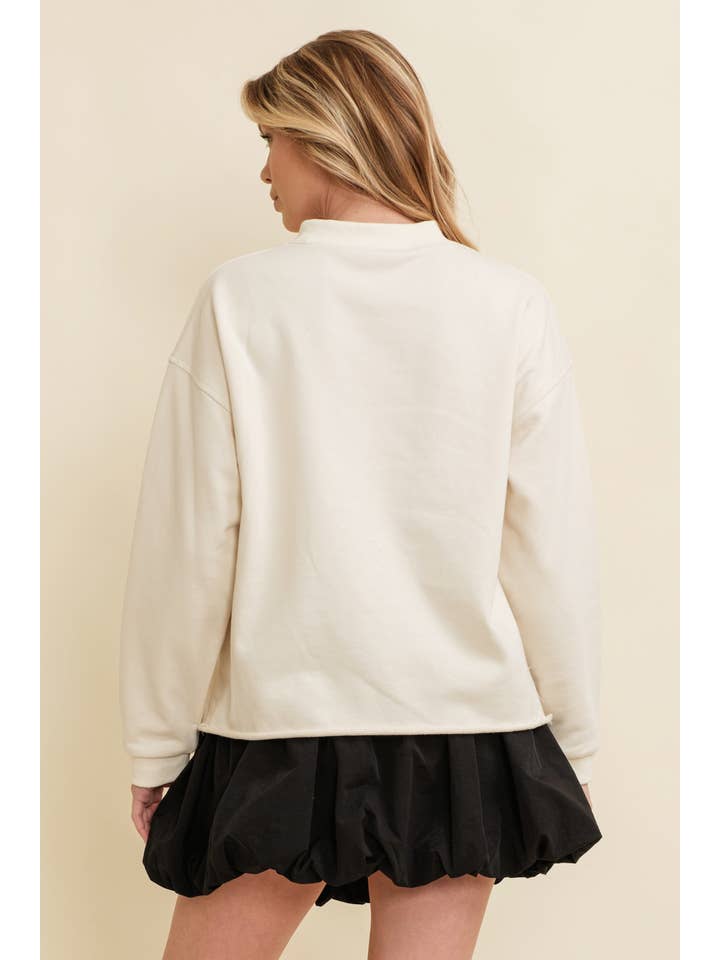 Cream CT15228J-4 - BULLDOGS PRINT PULLOVER SWEATER for wholesale on Faire2