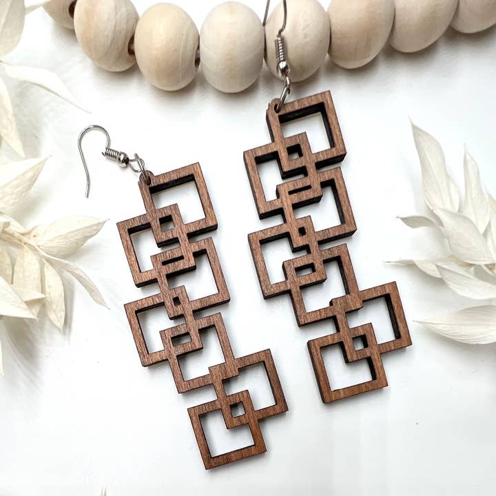 Boucles d'oreilles en bois/boucles d'oreilles de style bohème/boucles d'oreilles en bois pour la vente par Make and Fun