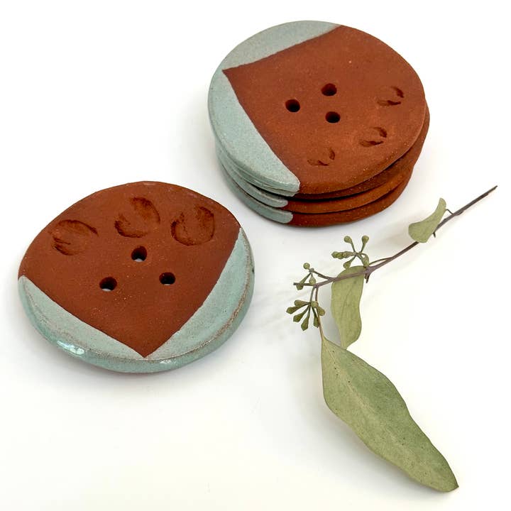 Zeepbakje- rond- handgemaakt- turkoois glazuur voor wholesale door Agave Pantry LLC