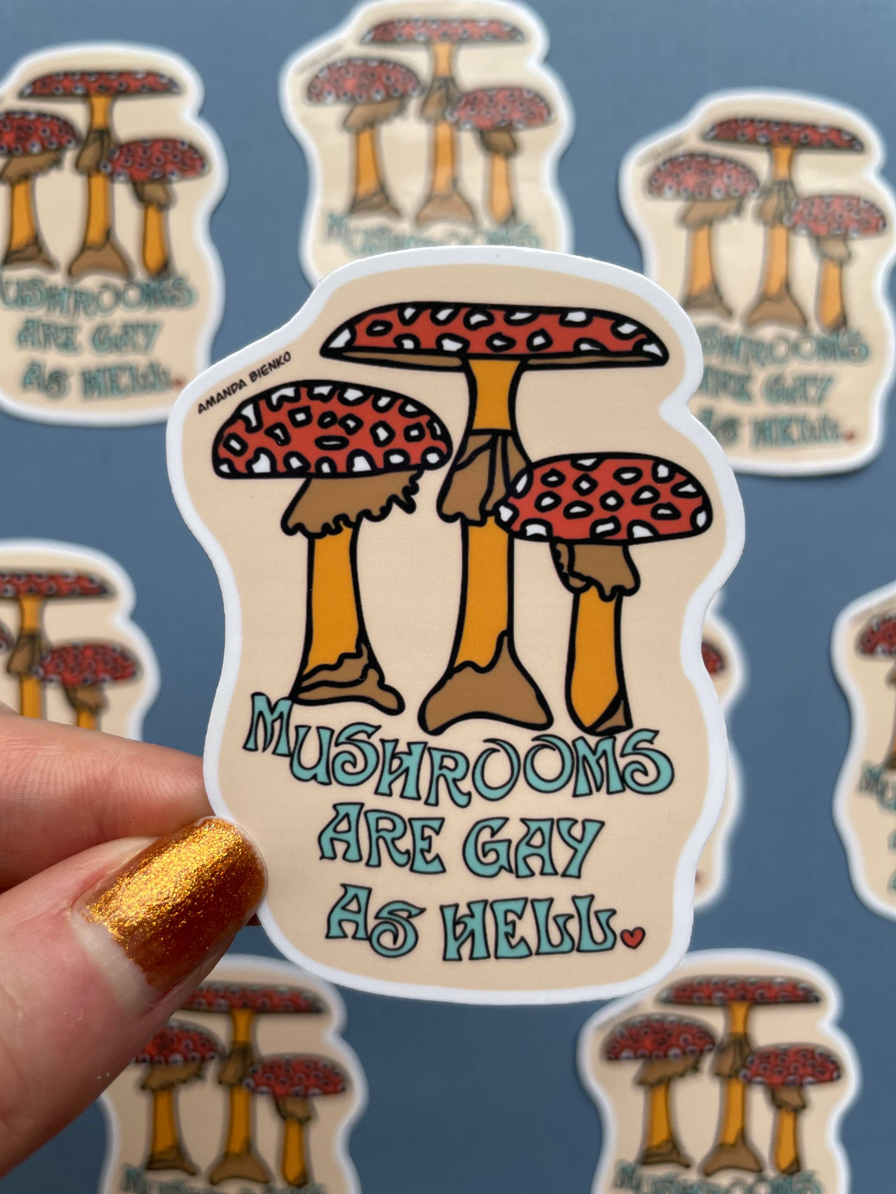 A.J.B- art goodies - Vente Autocollant - Autocollant/aimant Gay Queer LGBTQ+ en forme de champignons1