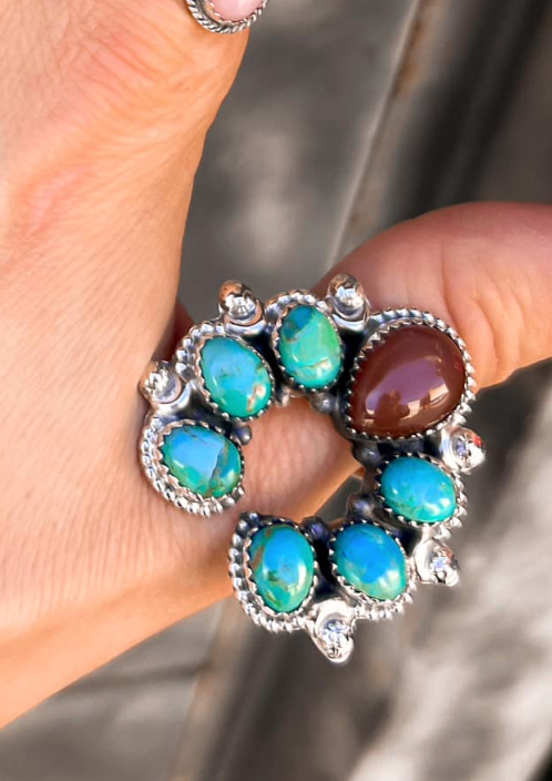 Krush Kandy – Anel de cocktail/declaração por atacado – Anel em Prata Esterlina Squash Blossom Horseshoe | Várias opções de pedra!9