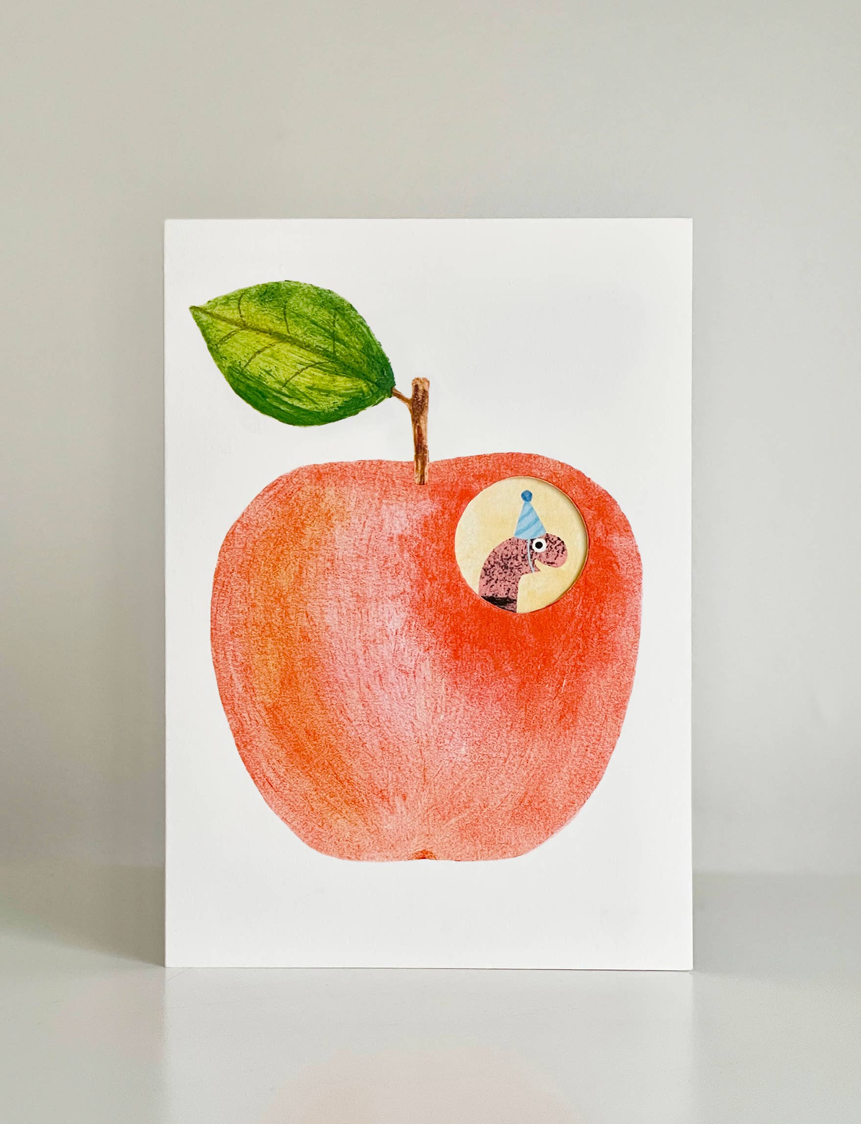 Yes! Paper Goods - Wholesale Birthday Card - New! Happy Birthday Apple + Worm Die Cut Hole Greeting Card3