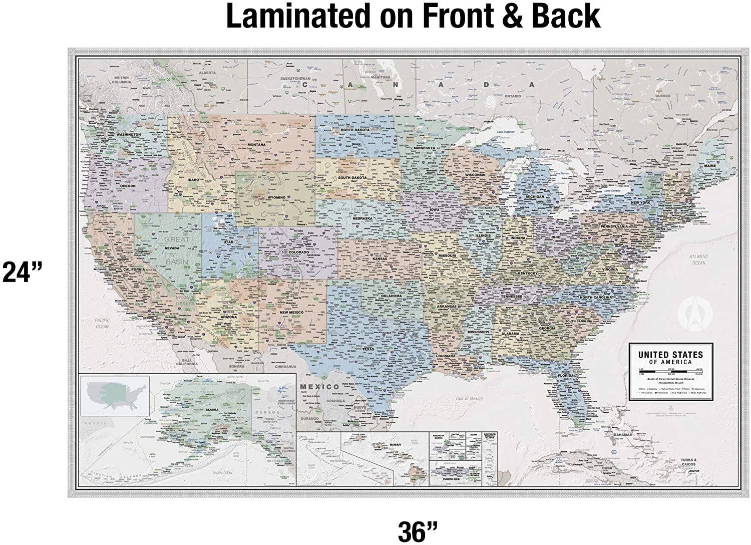 Map Shop - Wholesale Map - United States Odyssey Wall Map  - Laminated1