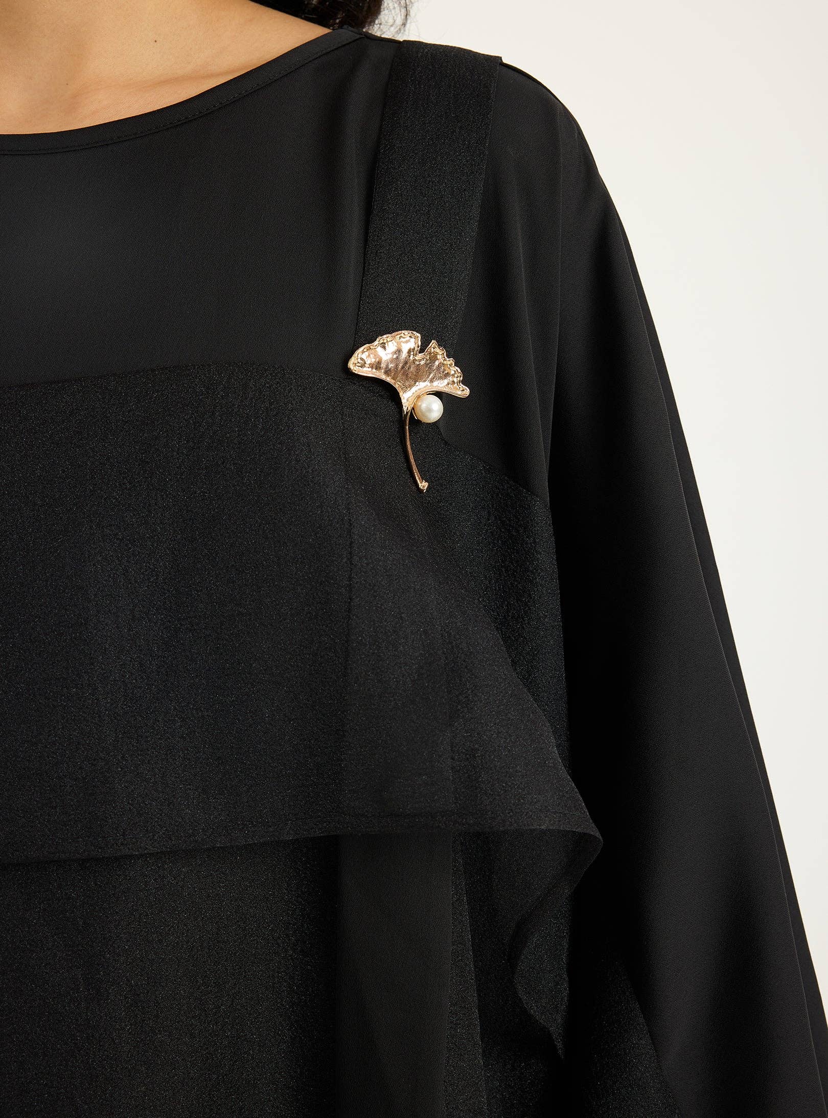 Store WF – wholesale Kaftan – Women's – Black Organza Double Layer Kaftan Dress6