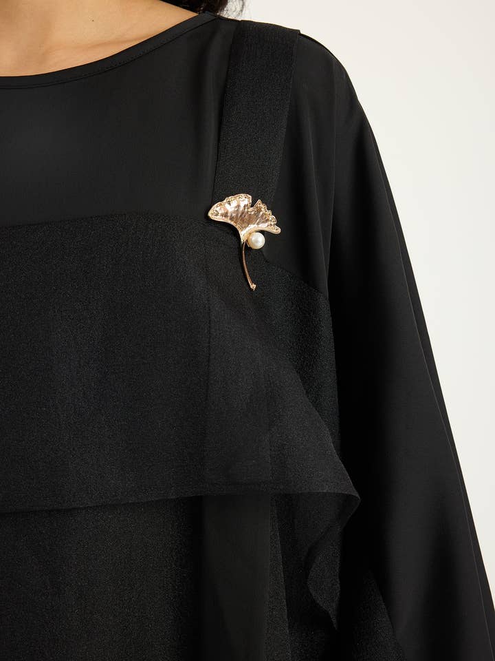 Store WF – wholesale Kaftan – Women's – Black Organza Double Layer Kaftan Dress6