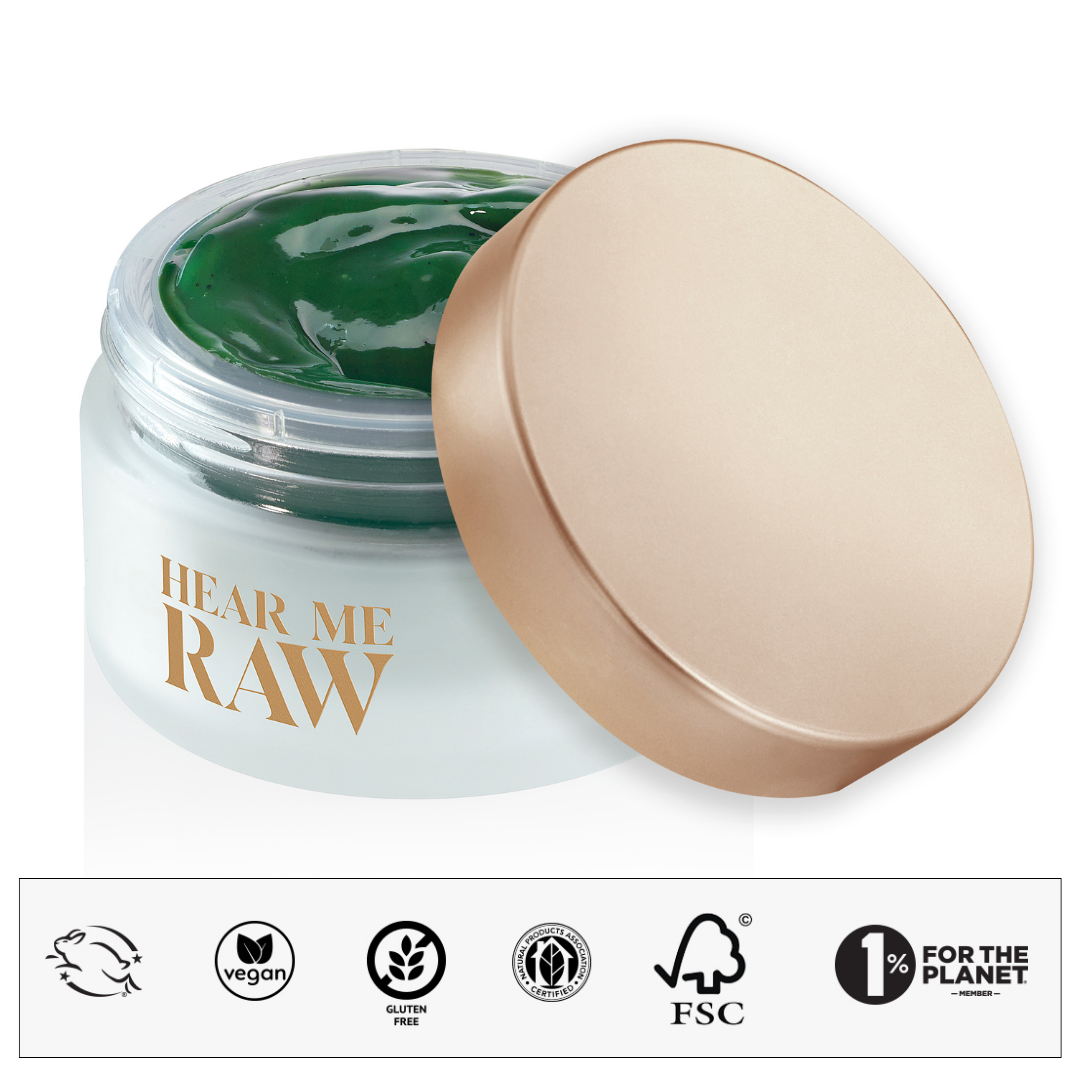 HEAR ME RAW - Wholesale Skincare Face Mask - The Brightener with Chlorophyll Jar + Pod - 2.5 fl oz6