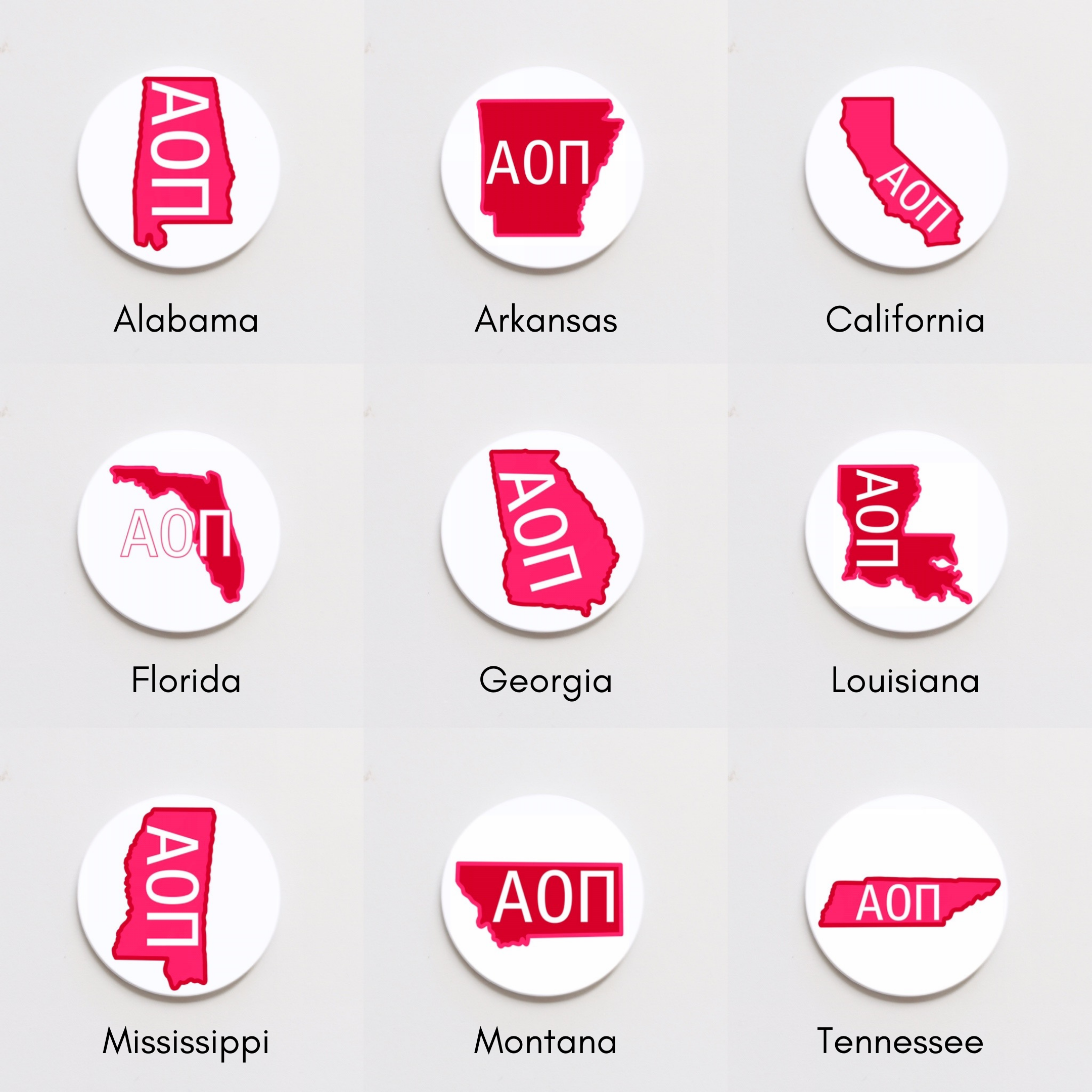 Good Vibez Collegiate - Wholesale Lapel Pin/Button - Alpha Omicron Pi State Button0