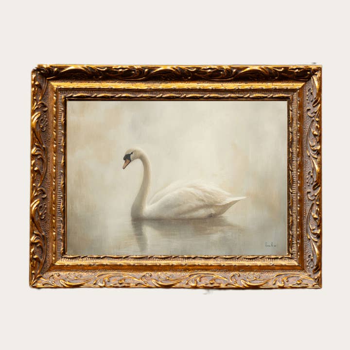 Vintage Swan | French Brass Inspired Gold Mould Framed Art for wholesale by Luxe B Co Canada