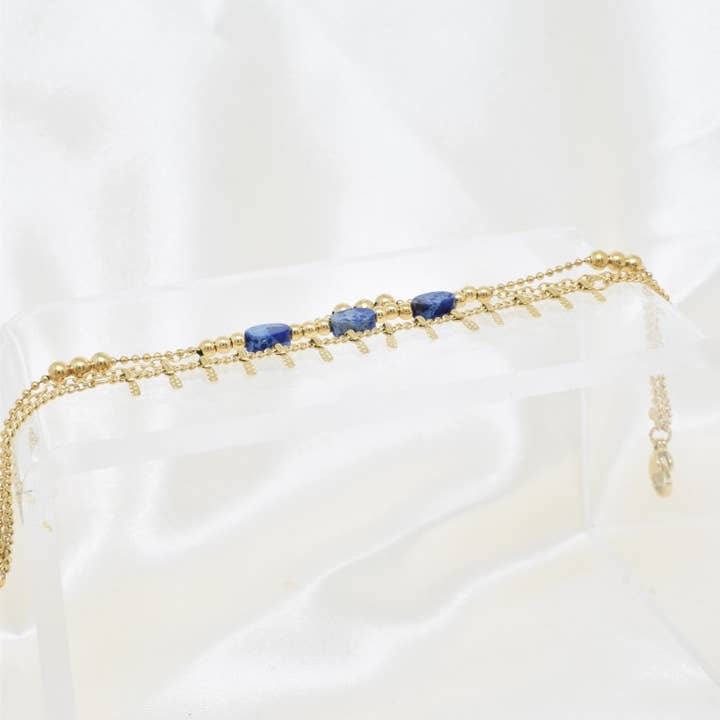 Stainless steel three row bracelet - BR210221OR-BL for wholesale by Kapyco