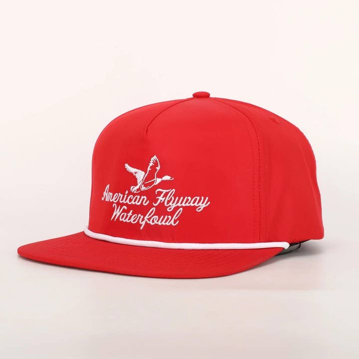 Throwback Vintage Rope Hat Red with White Rope for wholesale by American Flyway Waterfowl