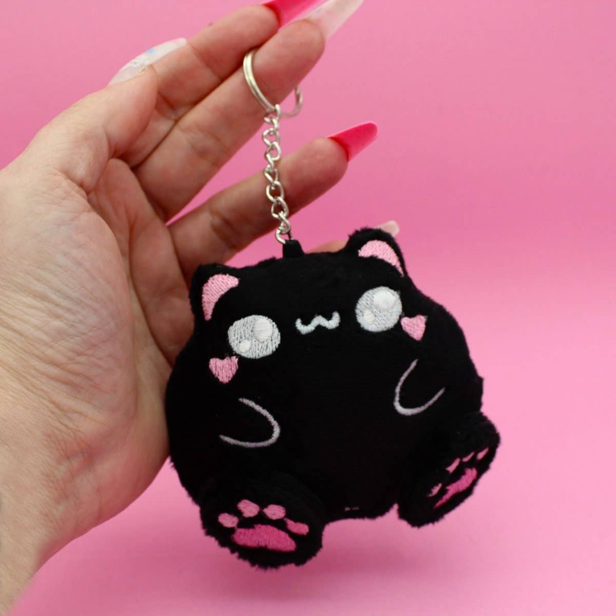 Kawaii Hair Candy – Engroshandel Nøglering - Dame – Kawaii fed kat nøglering – chibi plyskat taskevedhæng3