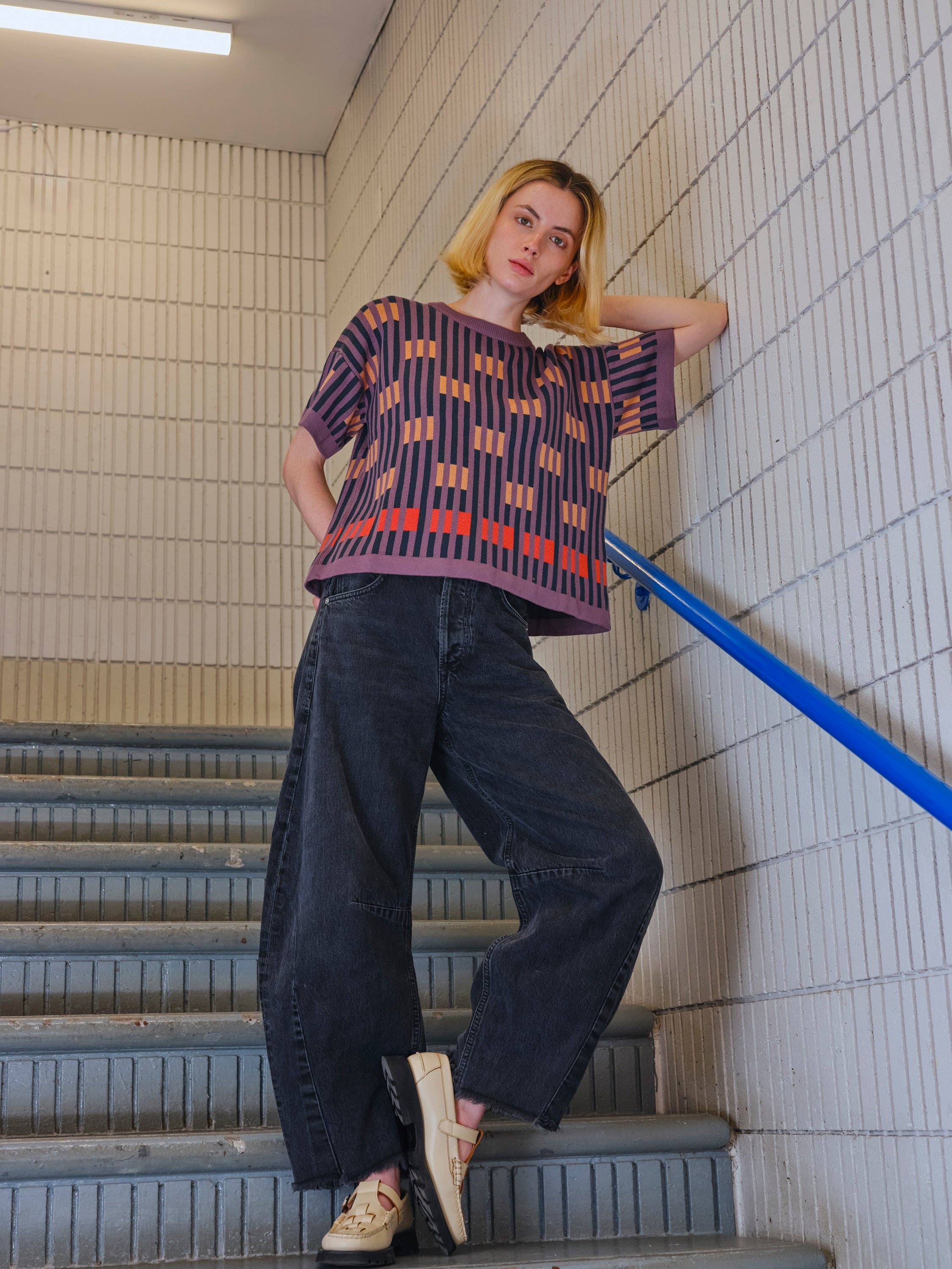 The Endery - Wholesale Knit Sweater - Women's - Bauhaus Short Sleeve Sweater Tee - Rhodolite4