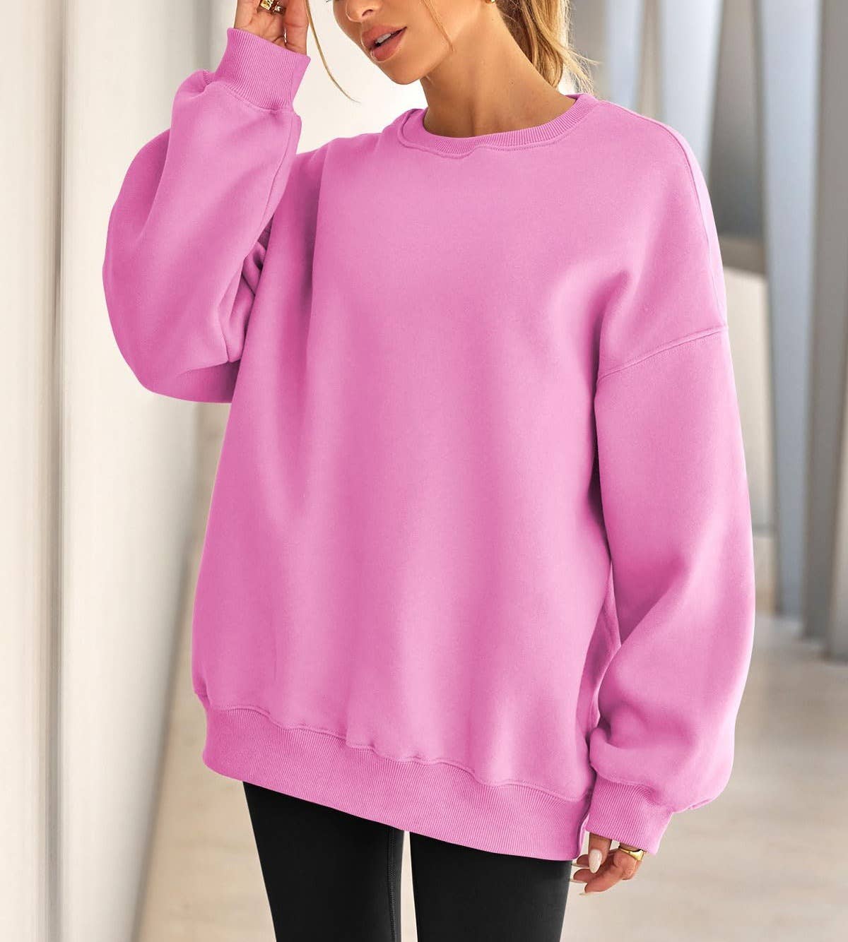 Masyal - Wholesale Sweatshirt - Women's - Women Oversize Fleece Crew Neck Sweatshirts22