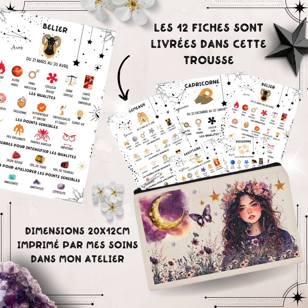 Les Moonettes - Wholesale Stationery/Notecard Set - 12 astro and lithotherapy cards The Moonettes + pouch3