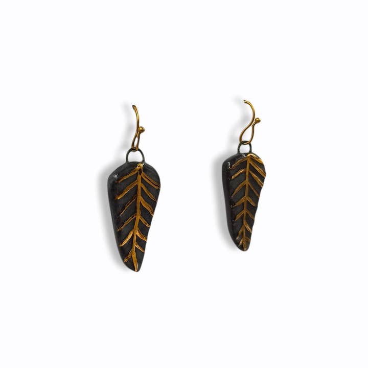 Handmade Dangle Earrings "Leaf" for wholesale by 5elements_handbuiltart