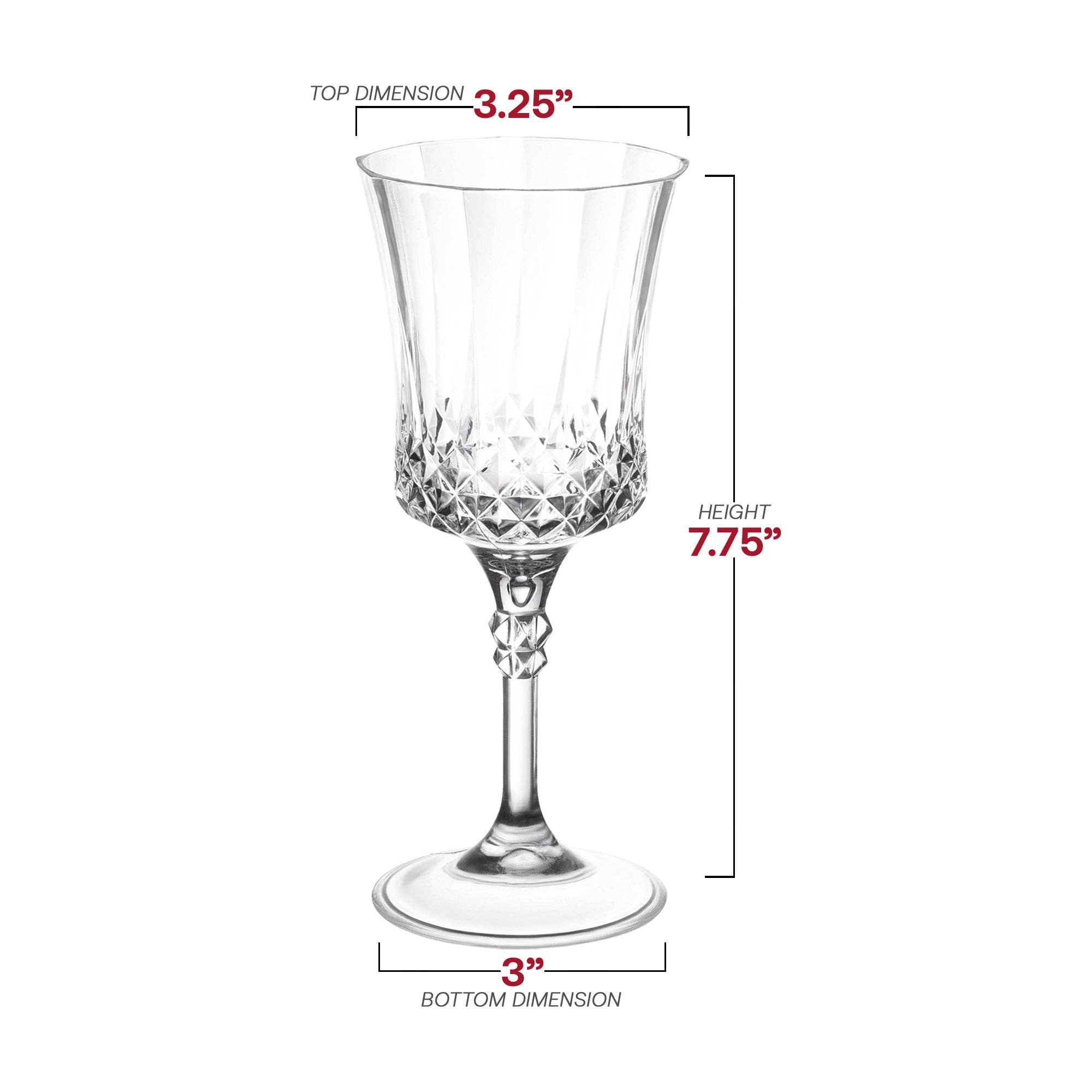 Smarty had a Party – wholesale Wine glass – 11 oz. Crystal Cut Plastic Wine Goblets - 4 Goblets3