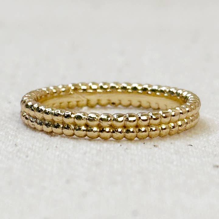18k Gold Filled Double Beaded Band Ring for wholesale by GoldFi