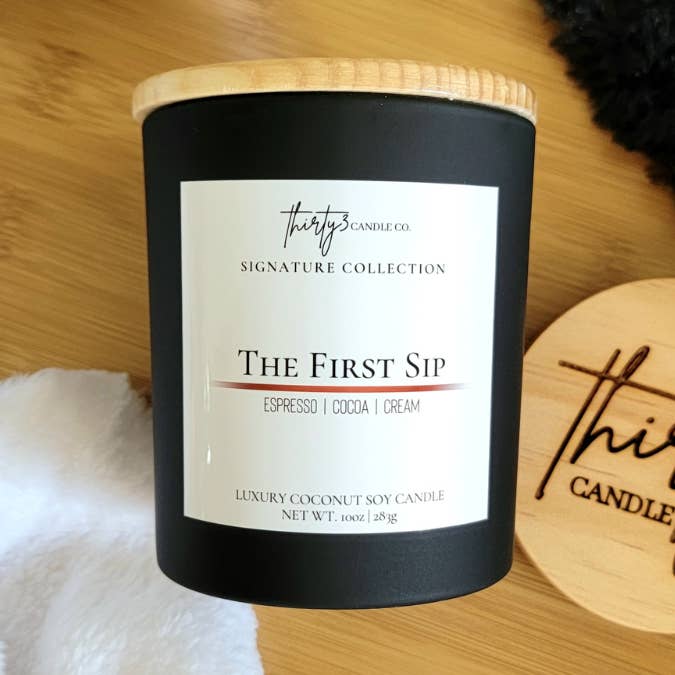THE FIRST SIP Candle - Espresso | Sweet Cream for wholesale by Thirty3 Candle Co.
