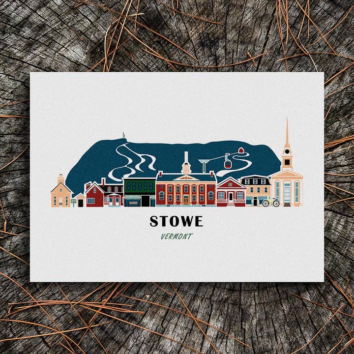Stowe Vermont Cityscape Print for wholesale by Soijen Illustrations