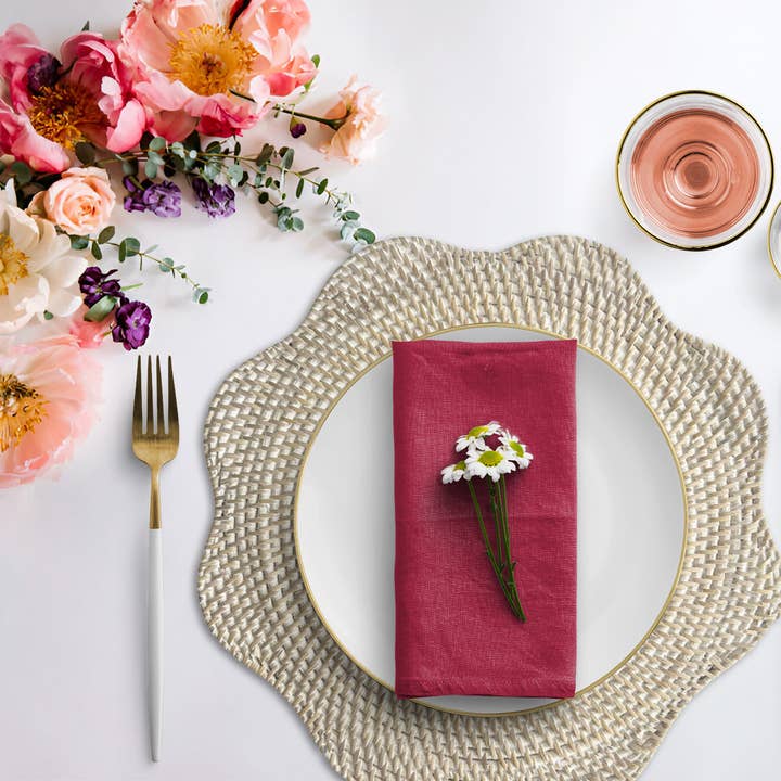 Bali Harvest - Wholesale Placemat - Scallop Rattan Placemat (Whitewash) - Wicker Straw Charger1