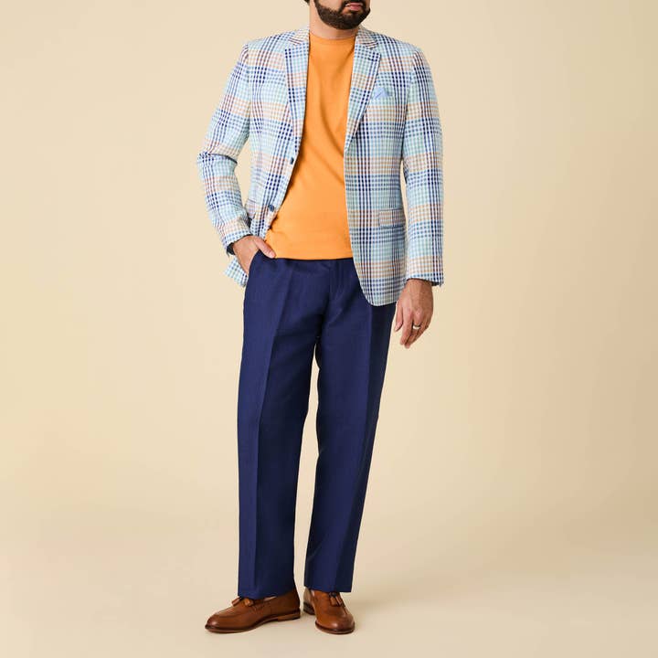 Cotton Seersucker Check Blazer for wholesale by Inserch