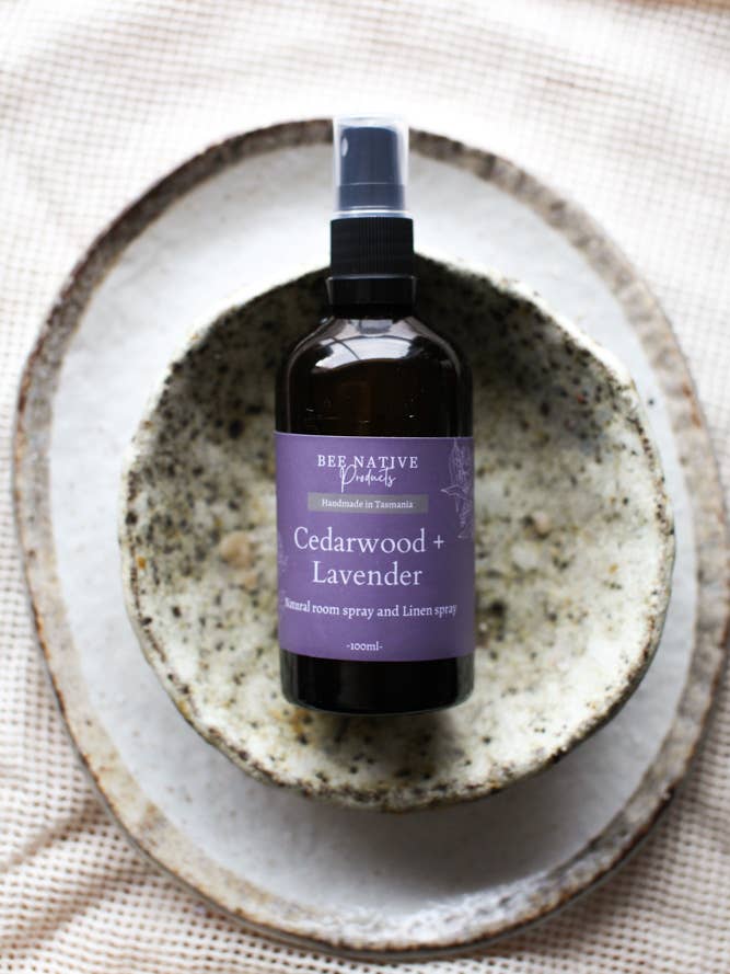 Cedarwood and Lavender essential oil room spray for wholesale by Bee native products