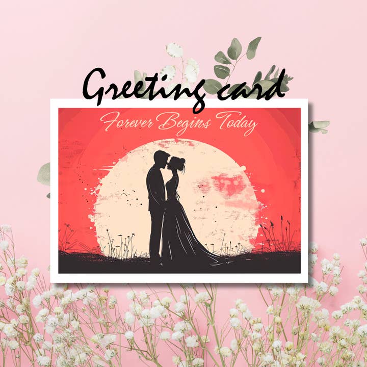 Forever Begins Today Greeting Card, Wedding Card for wholesale by Zalyia Designs