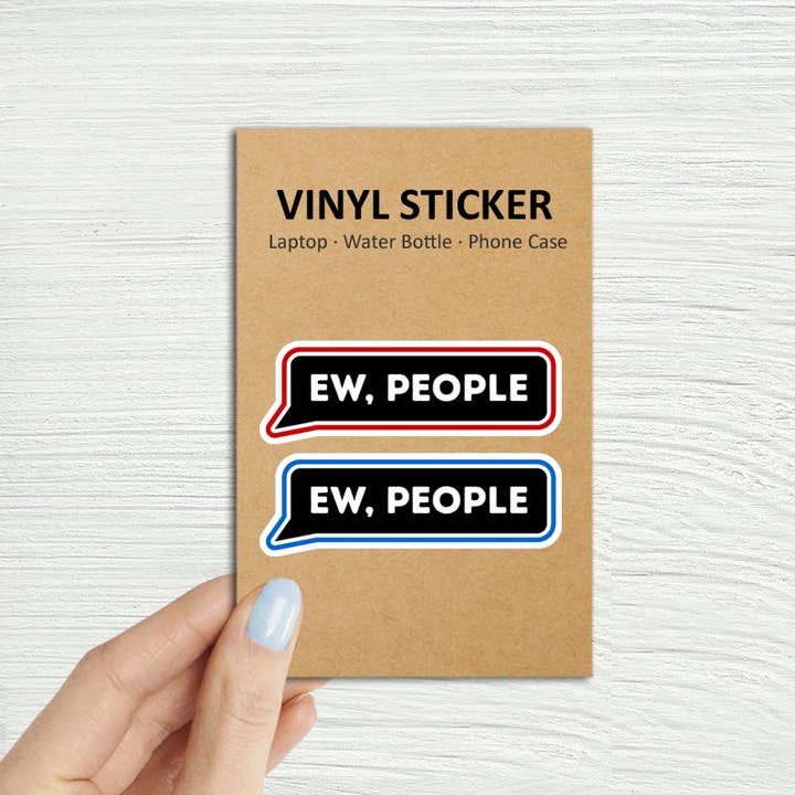 Cat Ew People 2-Pack Laptop, Water Bottle Sticker (Packaged) for wholesale by Coastal Creators of Connecticut