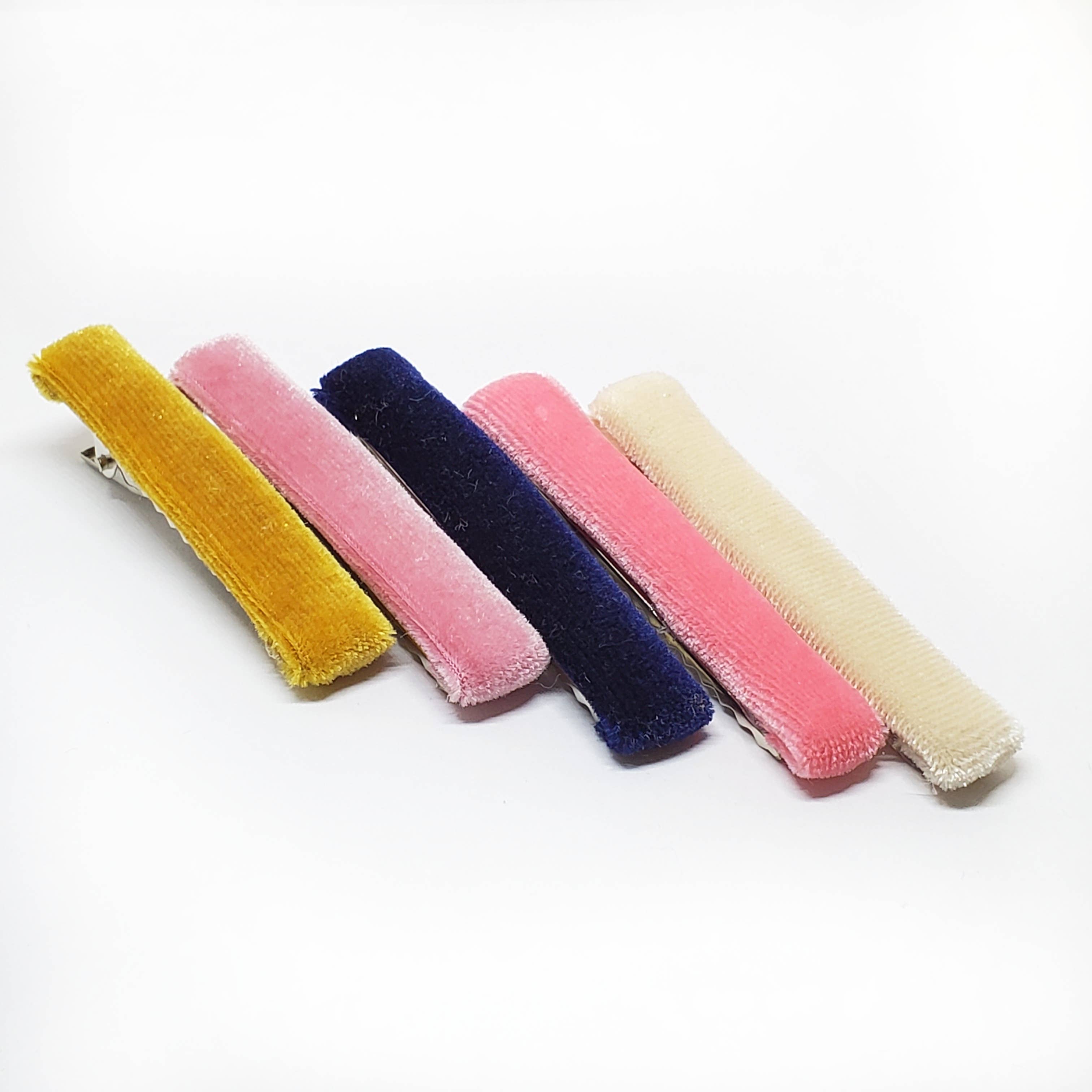 The Tiny Bow Shop - Wholesale Hair Clip - Kids - Navy, Mauve and Mustard Fabric Clip Set2