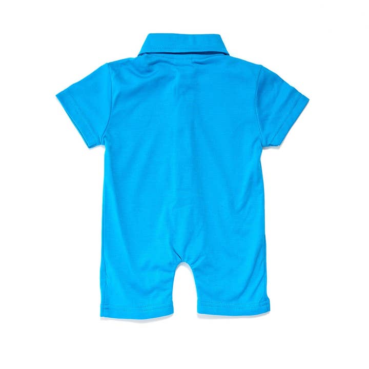 Grenouillère Polo Rétro à Rayures pour Bébé Garçon, Costume de Halloween Bleu Piste de Course Knuckleheads pour la vente par Knuckleheads Clothing