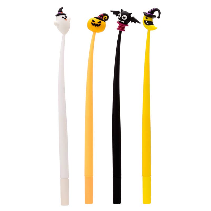 Puckator EU – wholesale Pennor – Halloweenpenna med fladdermus, pumpa, spöke och måne, fine tip1