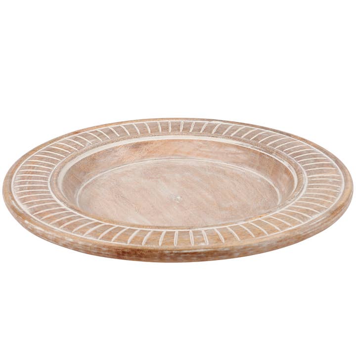 Ribbed Wood Charger Plate for wholesale by Primitives by Kathy