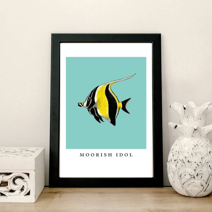 Moorish Idol Minimalist Art Print, Coastal Beach Aesthetic for wholesale by Fins and Frags