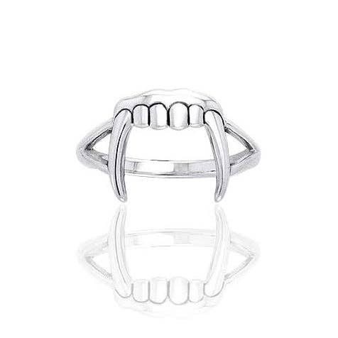 Silver Insanity - Wholesale Cocktail/Statement Ring - Dracula's Bite - Vampire Fangs Teeth Sterling Silver Ring